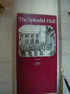 Info board for Splendid Hall inside Capitol Building<br>Location: <a href="https://www.google.com/maps/search/?api=1&query=38.88994,-77.00903" target="_new">National Capitol Building</a>